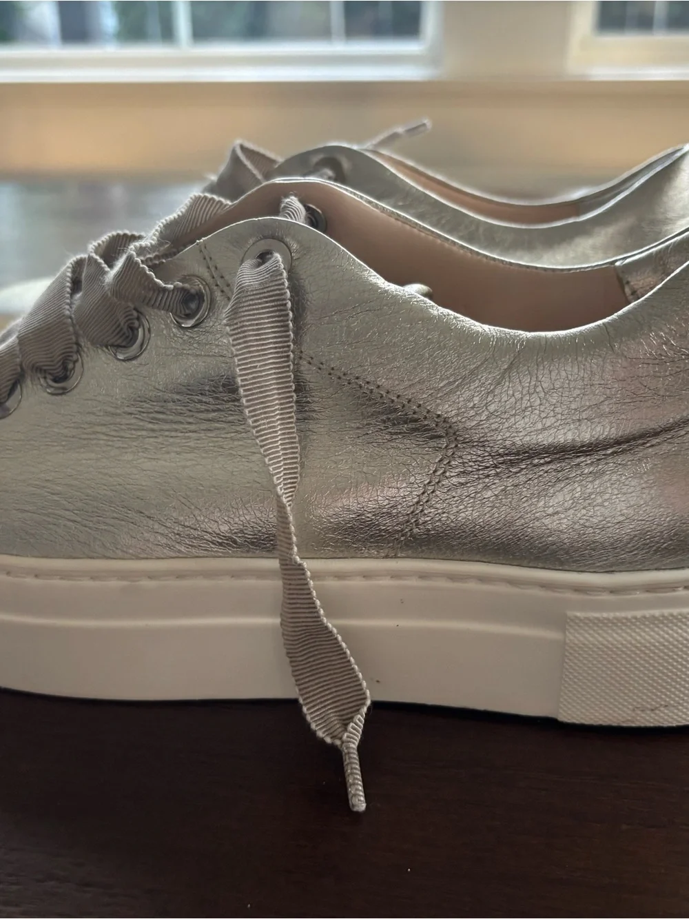 AGL Metallic Silver Women's Platform Sneakers. Size 39.5